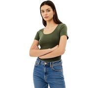 Emmalise Scoop Neck Short Sleeve Tee for Women Basic Clothing Gym Tshirt - Junior to Plus Sizes ... - Green - Medium