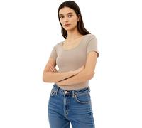 Emmalise Scoop Neck Short Sleeve Tee for Women Basic Tshirt - Junior to Plus Sizes ... - Beige - XX-Large