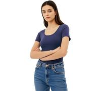 Emmalise Scoop Neck Short Sleeve Tee for Women Basic Tshirt - Junior to Plus Sizes ... - Blue - Medium