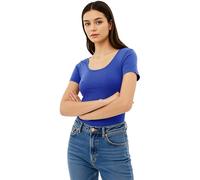 Emmalise Scoop Neck Short Sleeve Tee for Women Basic Tshirt - Junior to Plus Sizes ... - Blue - Medium