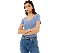 Emmalise Scoop Neck Short Sleeve Tee for Women Basic Tshirt - Junior to Plus Sizes ... - Blue - Medium