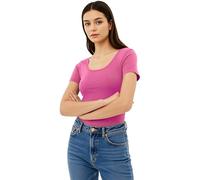 Emmalise Scoop Neck Short Sleeve Tee for Women Basic Tshirt - Junior to Plus Sizes ... - Pink - Medium