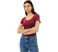 Emmalise Scoop Neck Short Sleeve Tee for Women Basic Tshirt - Junior to Plus Sizes ... - Red - Medium
