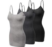 Emmalise Women's Basic Casual Long Camisole Adjustable Strap Cami Layering Top - - X-Large