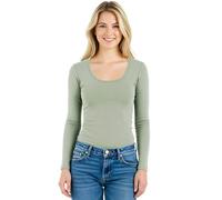 Emmalise Women's Junior and Plus Size Basic Scoop Neck Tshirt Long Sleeve Tee, Mint Green, Medium