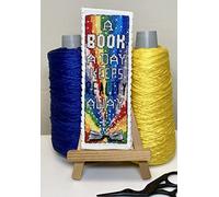 EmmaLouiseArtStitch Book a Day Bookmark Cross Stitch Kit - Bright Modern Cross Stitch Bookmark Kit, A Book a day keeps reality away Cross stitch Bookmark