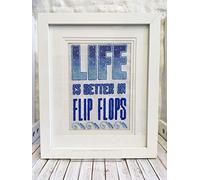 EmmaLouiseArtStitch Life is Better in Flip Flops Cross Stitch Kit, Modern Quote Cross Stitch Kit
