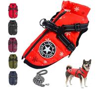 Emmalove Extreme Waterproof Dog Coat, Waterproof Reflective Dog Jacket, Dog Jacket with Harness, Protection Against Rain, Wind (F, XXL)