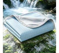 EMME Cooling Blanket for Hot Sleepers, Ice Cold Q-Max 0.45, 228x274 cm Lightweight Breathable Blanket for Bed Couch Travel, Double-Sided Cool Touch, Night Sweats Relief, Light Blue