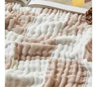 EMME Cooling Cotton Throw Blanket 100% Muslin Soft Blanket for Couch, 152 x 203cm Breathable Gauze Summer Blanket All Season Soft and Lightweight Pre-Washed Cotton Blanket,khaki plaid