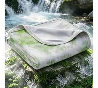 EMME Cooling Throw Blanket for Summer, Q-Max >0.45 Night Sweats 152x203cm, Throw Blanket Thin, Keep Cooling Breathable Summer Blanket, Double Bed, Sofa,Chair, Watercolor Green