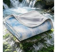 EMME Cooling Throw Blanket for Summer, Q-Max >0.45 Night Sweats 152x203cm, Throw Blanket Thin, Keep Cooling Breathable Summer Blanket, Double Bed, Sofa,Chair, Watercolor Blue