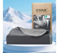 EMME Cooling Throw Blanket for Summer, Q-Max >0.45 Night Sweats Throw Blanket Thin, Keep Cooling Breathable Summer Striped Light Grey Blanket, Single Bed, Sofa,127x177cm