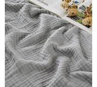 EMME Cotton Blanket 100% Muslin Blanket for Adults, Sofa Blankets Breathable Soft Blanket for All Seasons Pre-Washed Couch Blankets Cotton Bedspread, 127 x 177 cm, Heather Grey