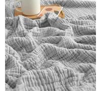 EMME Cotton Throw Blanket for Couch Soft Muslin Blankets 152x203cm Lightweight Breathable Bamboo Blanket All Season Gauze Blanket,Light Grey