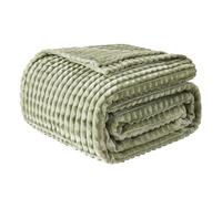 EMME Fleece Throw Blanket for Sofa, Soft, Fluffy, 200 x 230cm, 3D Touch Experience, Warm Cozy Throw, Versatile Single Flannel Blanket for Bed, Couch, Sofa, Armchairs, Grey Green