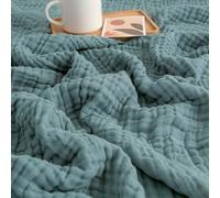 EMME Muslin Summer Blanket 100% Cotton Throw Blankets for Couch Breathable Gauze All Season Soft and Lightweight Pre-Washed Cotton Blanket (Teal, 127 x 177cm)