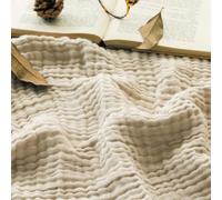EMME Muslin Throw Blanket 100% Cotton Soft Blanket for Couch Breathable Gauze All Season Soft and Lightweight Pre-Washed Cotton Blanket(Light Tan, 127 x 177cm)