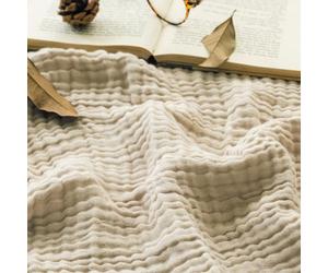 EMME Muslin Throw Blanket 100% Cotton Soft Blanket for Couch Breathable Gauze All Season Soft and Lightweight Pre-Washed Cotton Blanket(Light Tan, 127 x 177cm)