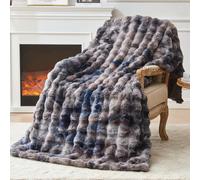 EMME Rabbit Plush Throw Blanket - 230 x 270cm Ultra Soft & Bubble Thick Couch Blanket for Sofa, Fleece-Like Cozy Living Room Blanket,Tie Dye Grey