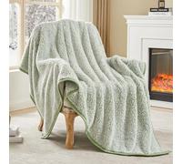 EMME Sherpa Blanket - Ultra Soft Warm Bed & Sofa Blanket, 152x203cm, Microfiber, Reversible, Lightweight & Fuzzy, Sage Green