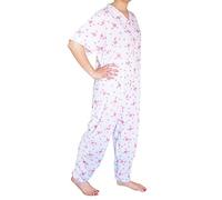 eMMe SQUARE - Summer Health Pyjamas with Back Zip, Health Suit for Disabled and Degent Elderly People, Light Cotton, Quality Material Made in Italy, Woman, M