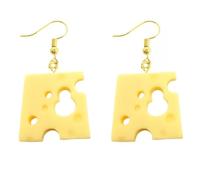 Emmental Cheese Shaped Dangle Earrings for Women, Yellow