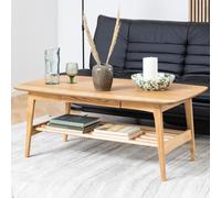 emmet wooden rectangular coffee table with 1 drawer in oak