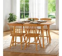 emmett wooden extending dining table with 4 chairs in natural oak