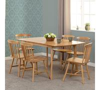 emmett wooden extending dining table with 6 chairs in natural oak