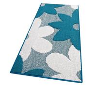 emmevi 3D Kitchen Rug, Three-Dimensional Flower, Soft, Edged, Modern, Non-Slip Runner, 50 x 135 cm, Blue