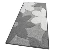 emmevi 3D Kitchen Rug, Three-Dimensional Flower, Soft, Edged, Modern, Non-Slip Runner, 57 x 230 cm, Grey