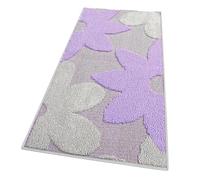 EMMEVI 3D Kitchen Rug, Three-Dimensional Flower, Soft, Edged, Modern, Non-Slip Runner, 57 x 230 cm, Purple