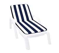 emmevi Soft Striped Sun Lounger Cushion Seat Cover Beach Folding Sun Lounger Model Lima Blue