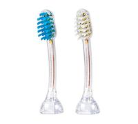 emmi®-dent 2X SB2 Toothbrush Heads (1x Blue+1x White) I Ideal Replacement Brushes for People Wearing Braces I for emmi®-dent Metallic & Professional Toothbrushes