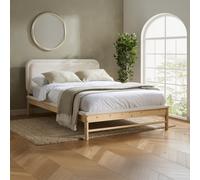 Emmi - Double - Low Foot-End Bed - White/Oak - Boucle Fabric/Wooden - 4ft6