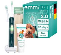 emmi-pet 2.0 Ultrasonic Dog Toothbrush & Toothpaste Set | Plaque Remover for Teeth Dogs & Cats | Silent & No Scrubbing | Small & Large Dog Toothbrush | 75ml