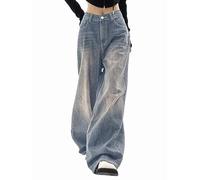 EMMIOL Jeans for Women Wide Leg Baggy Jeans High Waist Y2K Cargo Pants Casual Loose Boyfriends Trousers Vintage Streetwear, 6-retro Blue, M