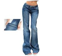 EMMIOL Women's Denim Flare Leg Jeans - Y2K 90s Low Rise Vintage Pants, 5-faded Denim, Large