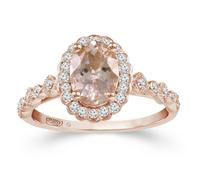 Emmy London 18ct Rose Gold Morganite 0.20ct Diamond Ring