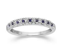 Emmy London 18ct White Gold Sapphire & Diamond Eternity Ring