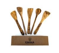 EMNA - 5-Piece Olive Wood Kitchen Utensils Set | Approx. 30 cm | Exclusive Gift Box | Cooking Spoon | Spatula | Unique | Handmade | Gift Idea | Gifts | Birthday | Christmas | Woman