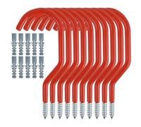 EMNIMQ 10 Packs Bike Hooks for Garage,Screw-in Heavy Duty Garage Bicycle Ladder Hook Set Shed Storage Hooks with Plastic Coated Wall Mount/Ceiling for Garden Tools,Ladders,Bikes