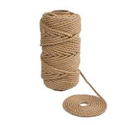 EMNIMQ 5mm Jute Twine,50M/164 Feet Strong Jute Rope,Twisted Thick Jute Twine String,for Wall Paintings,Chandeliers,DIY Cat Scratcher,Staircase Handrails,Artistic Wall Hanging Ropes, Handicrafts Cord