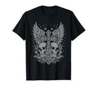 Emo Alt Clothes Fairy Grunge Stuff For Girls Co. Emo Y2K Grunge Aesthetic Goth Skull Cross Gothic Butterfly T-Shirt