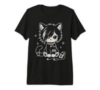 Emo Cat with Headphones Kitty Design Premium T-Shirt