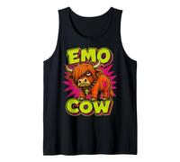 Emo Cow Funny Highland Cow 90s Lowbrow Cartoon Tank Top