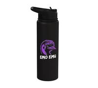 Emo Emu - Funny Pun Vintage Emu Running Bird Stainless Steel Insulated Water Bottle