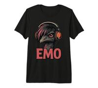 Emo Emu Vibes Alternative Bird with Headphones Retro Design Premium T-Shirt