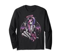 Emo Goth Girl Skeleton Girl Angel Punk Dark Gothic Style Long Sleeve T-Shirt